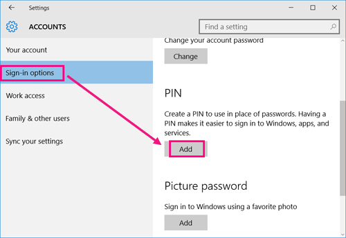 Windows 10 Cannot Add Pin